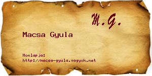 Macsa Gyula névjegykártya